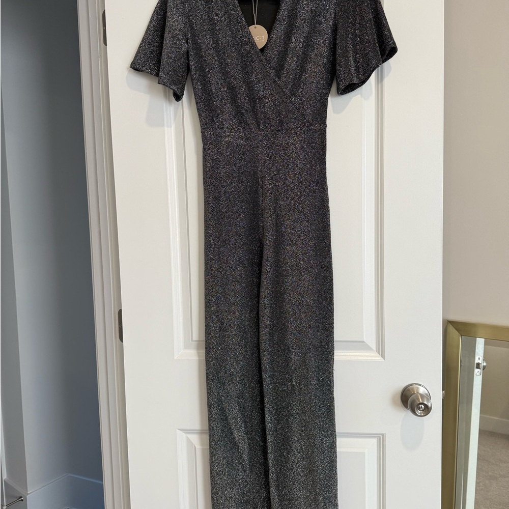 APRICOT Shimmering Grey, Silver, Black Jumpsuit - Size XS - NWT!